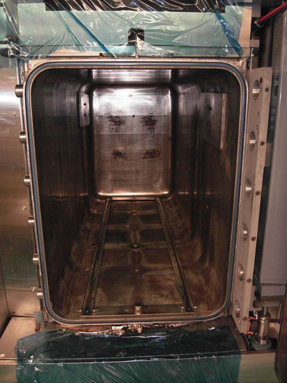 Industrial chamber showing inner metal walls