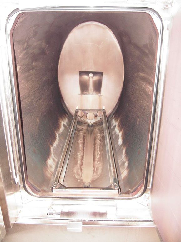 Inside view of a metal chamber